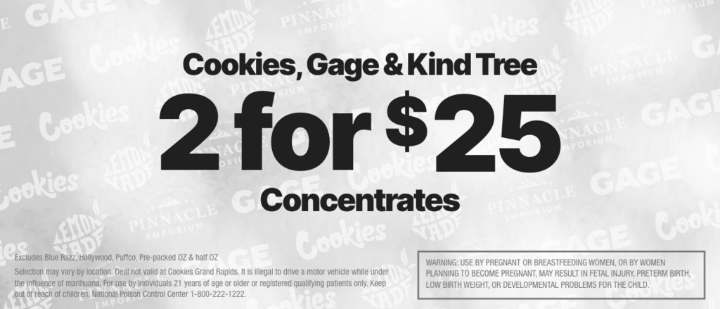 Cannabis Promo, Cannabis Sales, Cannabis Discounts, Cannabis on Sale, GAGE, COOKIES & KIND TREE 1G CONCENTRATES - 2 FOR $25