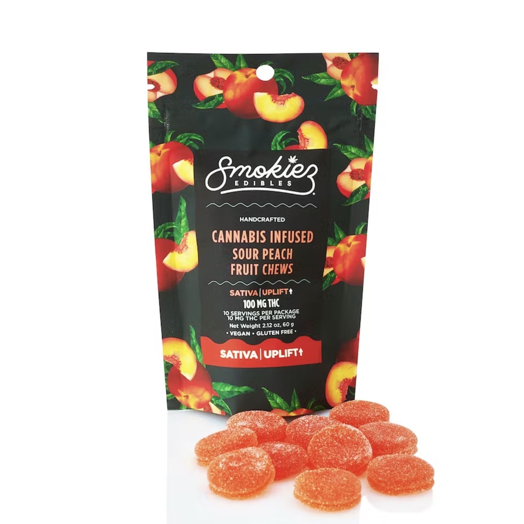 Buy Smokiez Edibles Sour Peach Fruit Chews 10pk (10mg) image