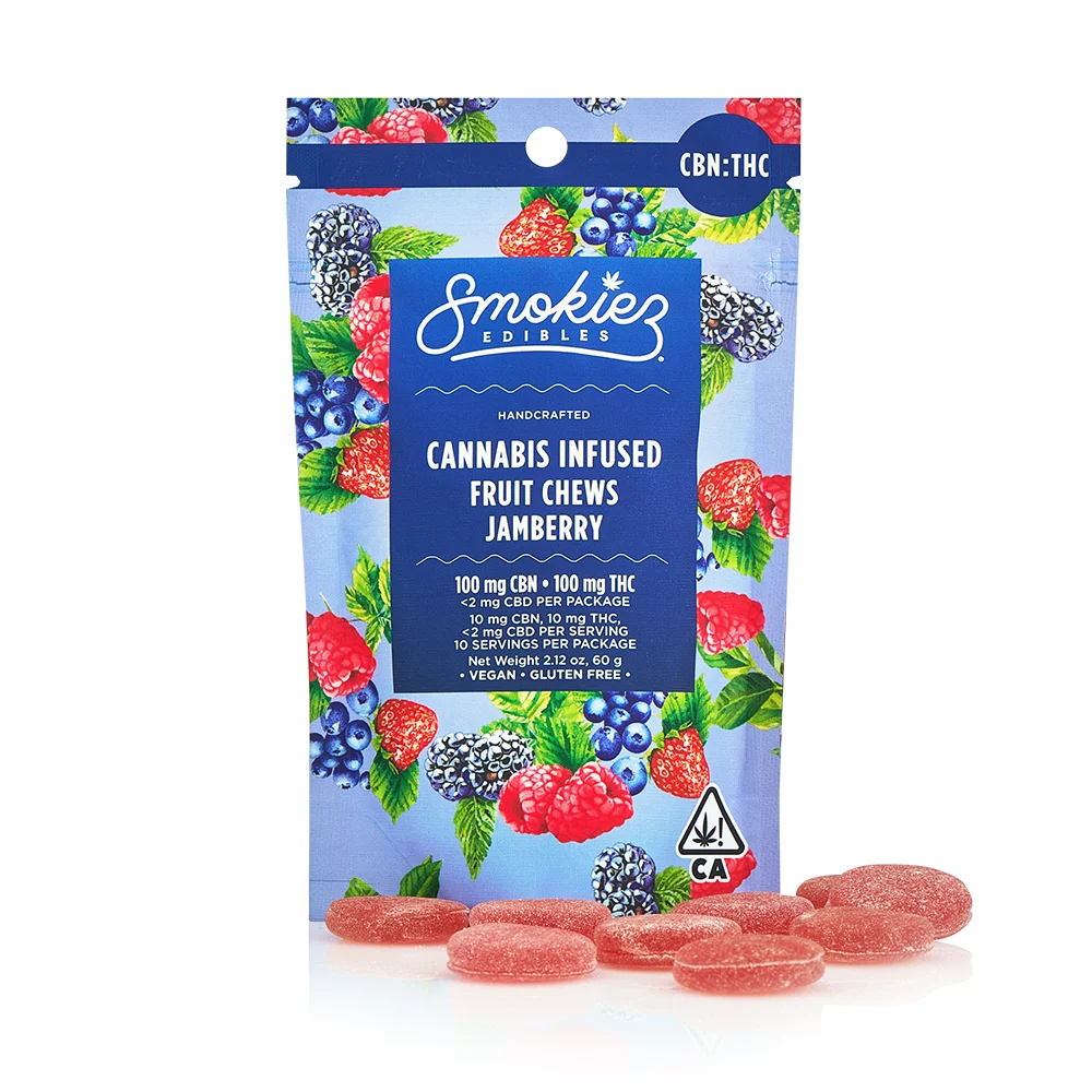 Buy Smokiez Edibles Jamberry Fruit Chews 1:1 (CBN:THC)  10pk (10mg) image