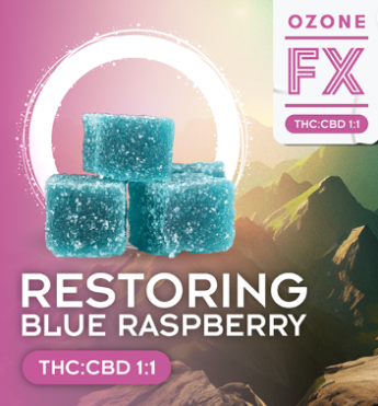 Buy Ozone Edibles FX-Restoring Blue Raspberry 1:1 THC:CBD 100mg image