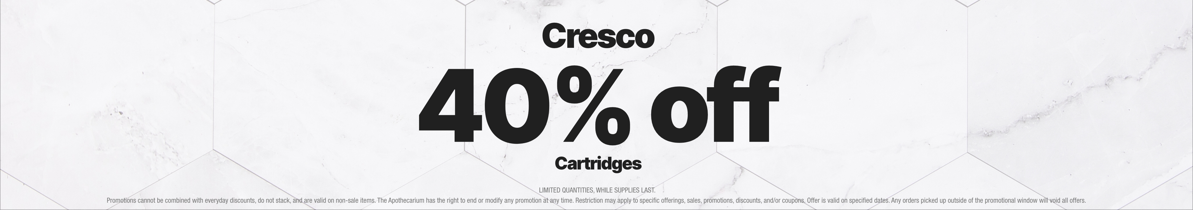 Cannabis Promo, Cannabis Sales, Cannabis Discounts, Cannabis on Sale, 40% Off Cresco Cartridges 