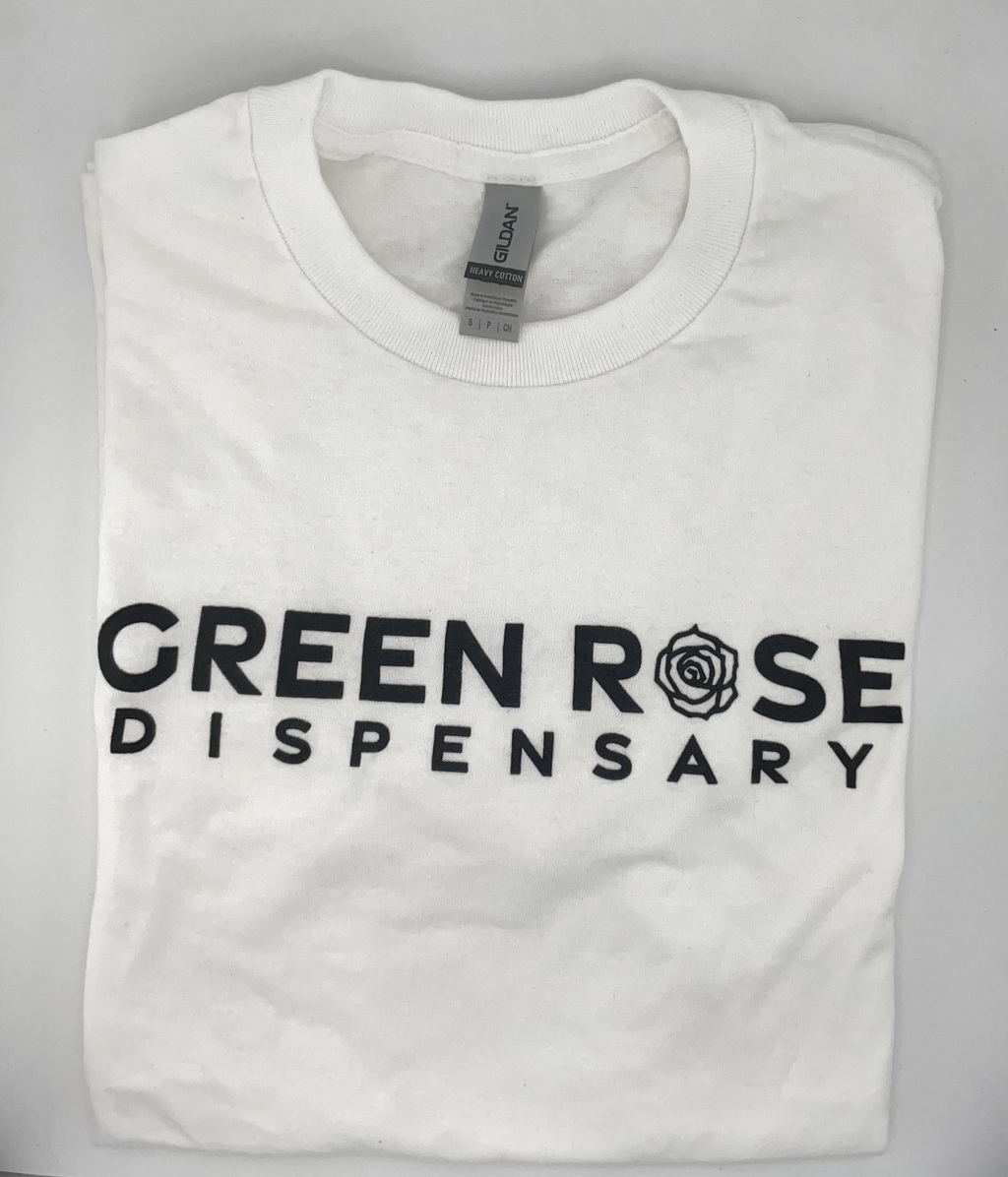 White Tee Green Rose