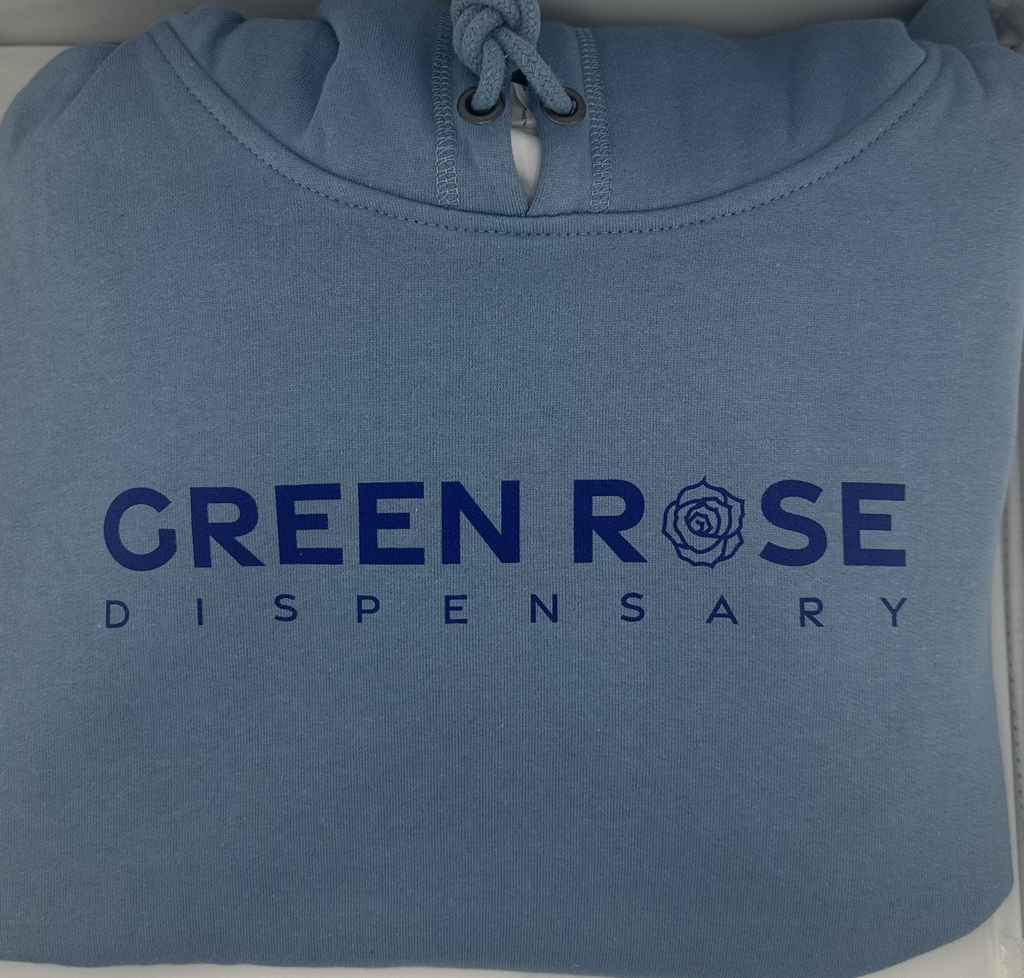 Cloudy Blue Hoodie Green Rose