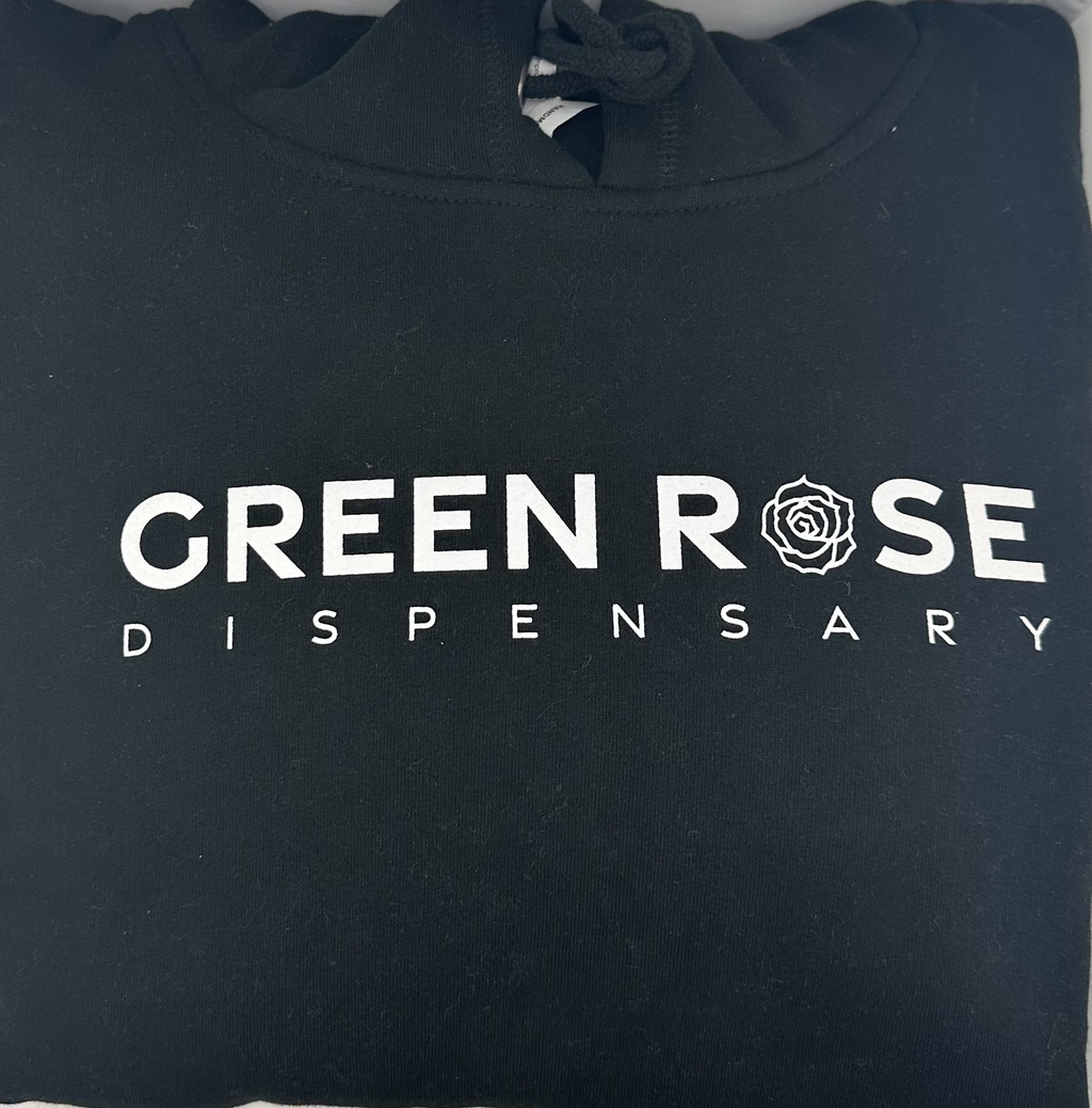 Black Hoodie Green Rose