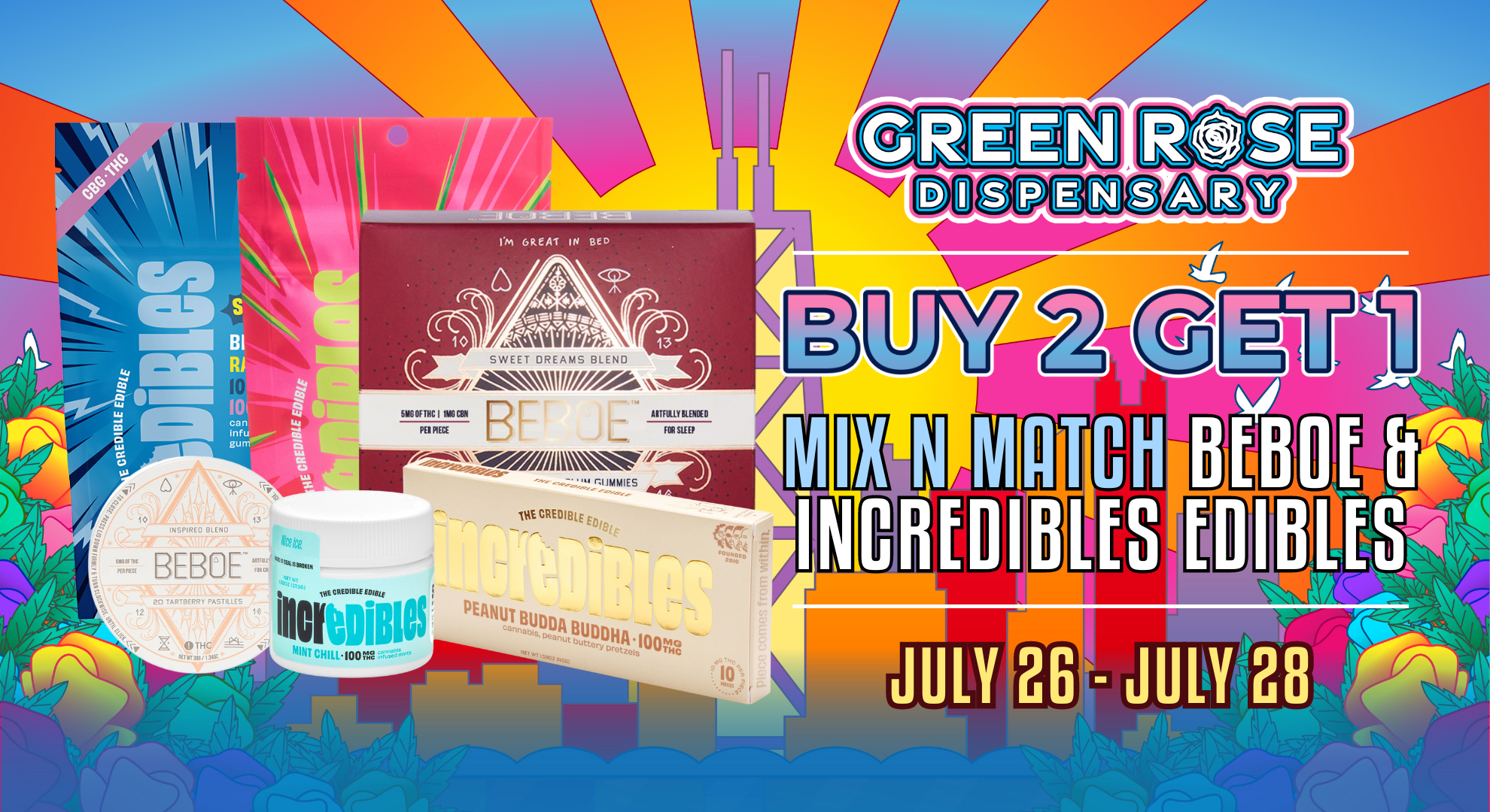 Cannabis Promo, Cannabis Sales, Cannabis Discounts, Cannabis on Sale, Incredibles and Beboe Edibles B2G1 Mix n Match!