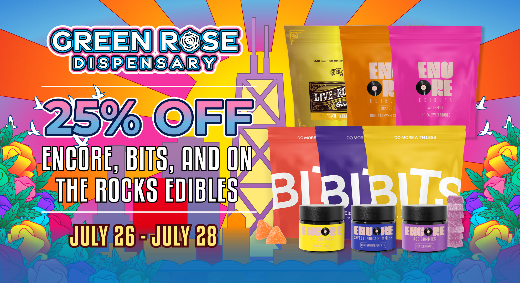 Cannabis Promo, Cannabis Sales, Cannabis Discounts, Cannabis on Sale, 25% Off Encore, Bits, and On the Rocks Edibles!!