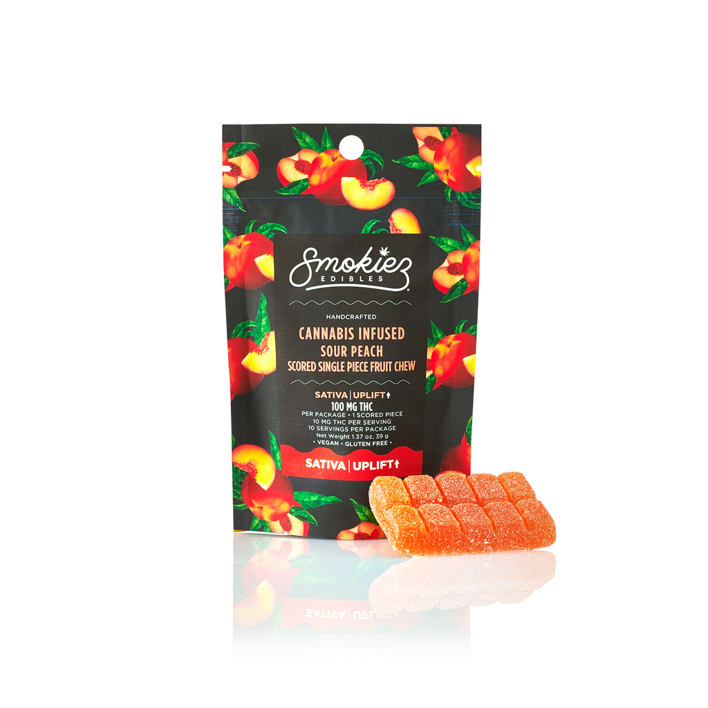 Sour Peach Sativa Single Gummies Smokiez Edibles