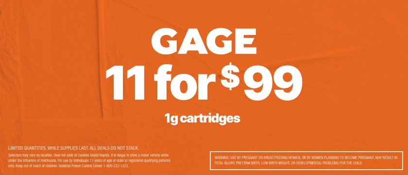 Cannabis Promo, Cannabis Sales, Cannabis Discounts, Cannabis on Sale, GAGE 1G CARTRIDGES - 11 FOR $99