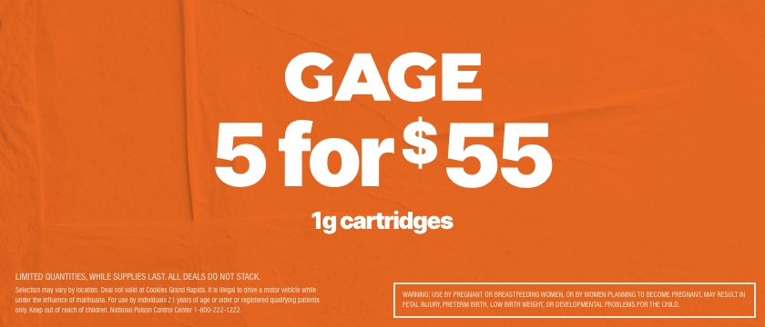 Cannabis Promo, Cannabis Sales, Cannabis Discounts, Cannabis on Sale, GAGE 1G CARTRIDGES - 5 FOR $55