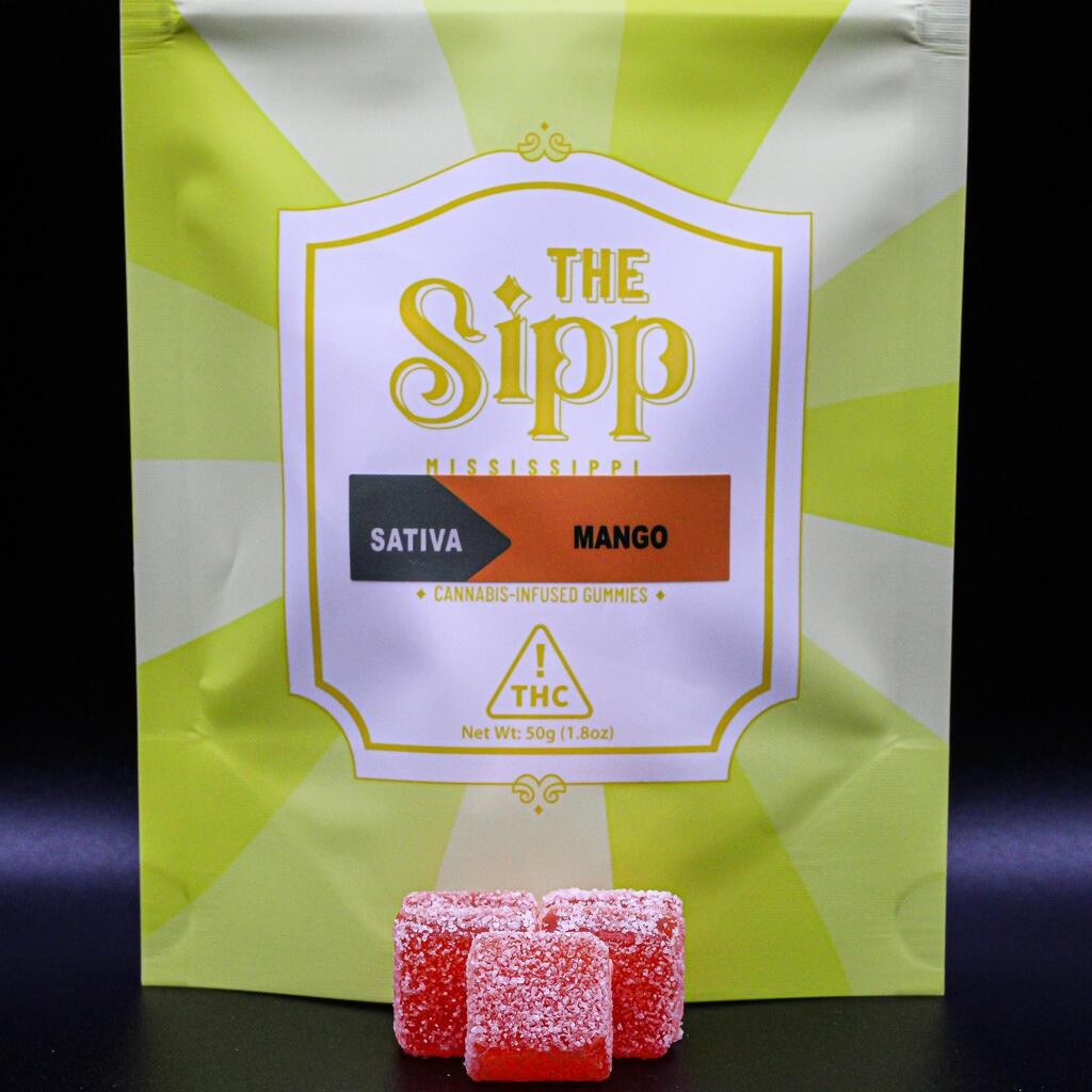 Buy The Sipp Edibles Sativa | Mango Gummies 100mg [10 pcs] image