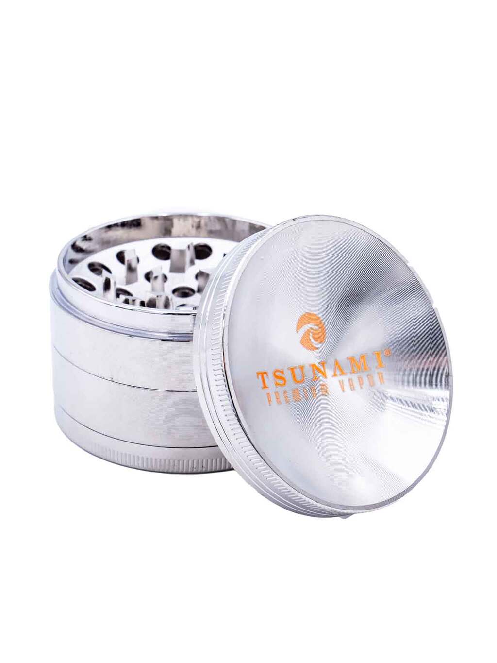 Buy Tsunami Accessories 75mm 4pc Caved Top Grinder Silver image