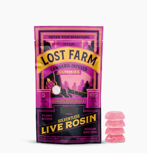 Buy KIVA Edibles Lost Farm Dragonfruit - Jealousy Rosin 10pk 100mg image