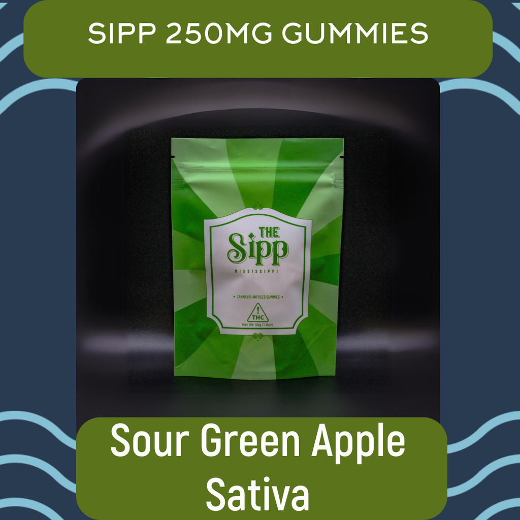 Buy The Sipp Edibles Sativa | Sour Green Apple Gummies 250mg [10 pcs] image №0