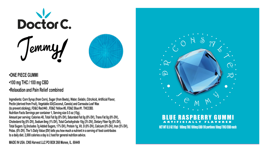 Buy Dr. Consalter Edibles 1:1 Blue Raspberry THC:CBD 1pk 100mg image №2