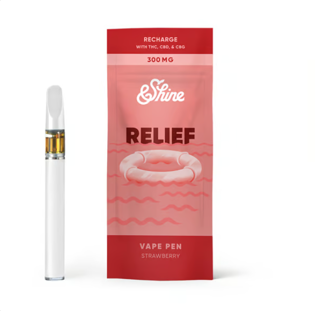 Buy &Shine Cartridges Strawberry Relief THC + CBD + CBG 0.3g Disposable image