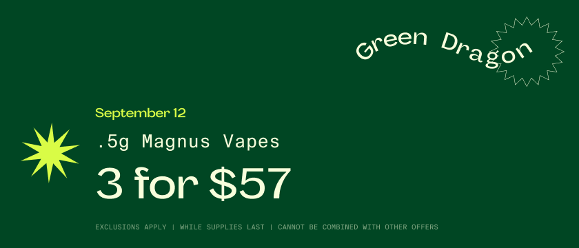 Cannabis Promo, Cannabis Sales, Cannabis Discounts, Cannabis on Sale, Sept 12: 3 Magnus .5g Vapes for $57