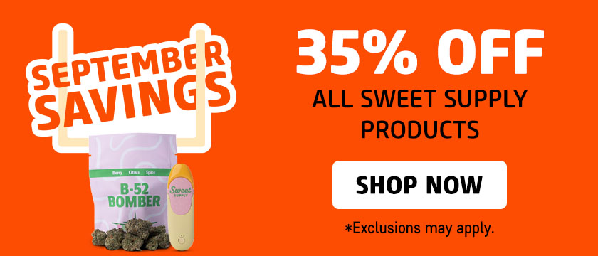 Cannabis Promo, Cannabis Sales, Cannabis Discounts, Cannabis on Sale, 35% OFF all Sweet Supply Products