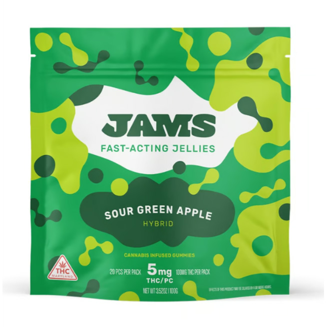 Buy JAMS Edibles Fast Acting Sour Green Apple 20pk/100mg image №0