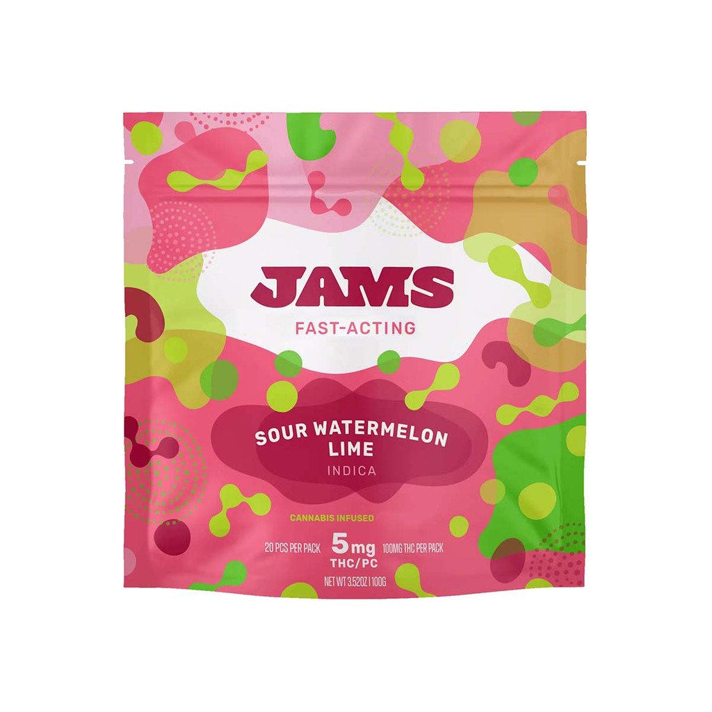 Buy JAMS Edibles Fast Acting Sour Watermelon Lime 20pk/100mg image