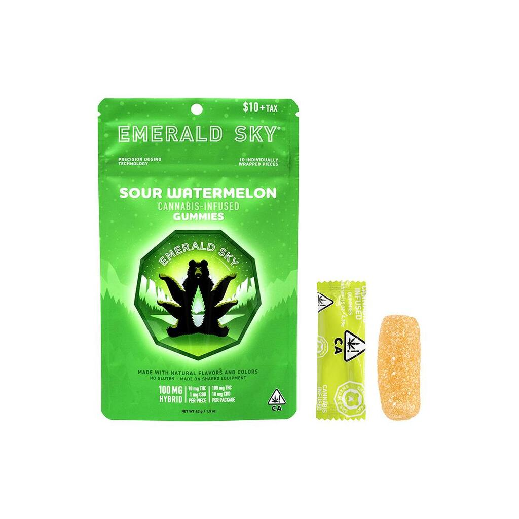 Buy Emerald Sky Edibles Sour Watermelon 100 mg (10-pack) image