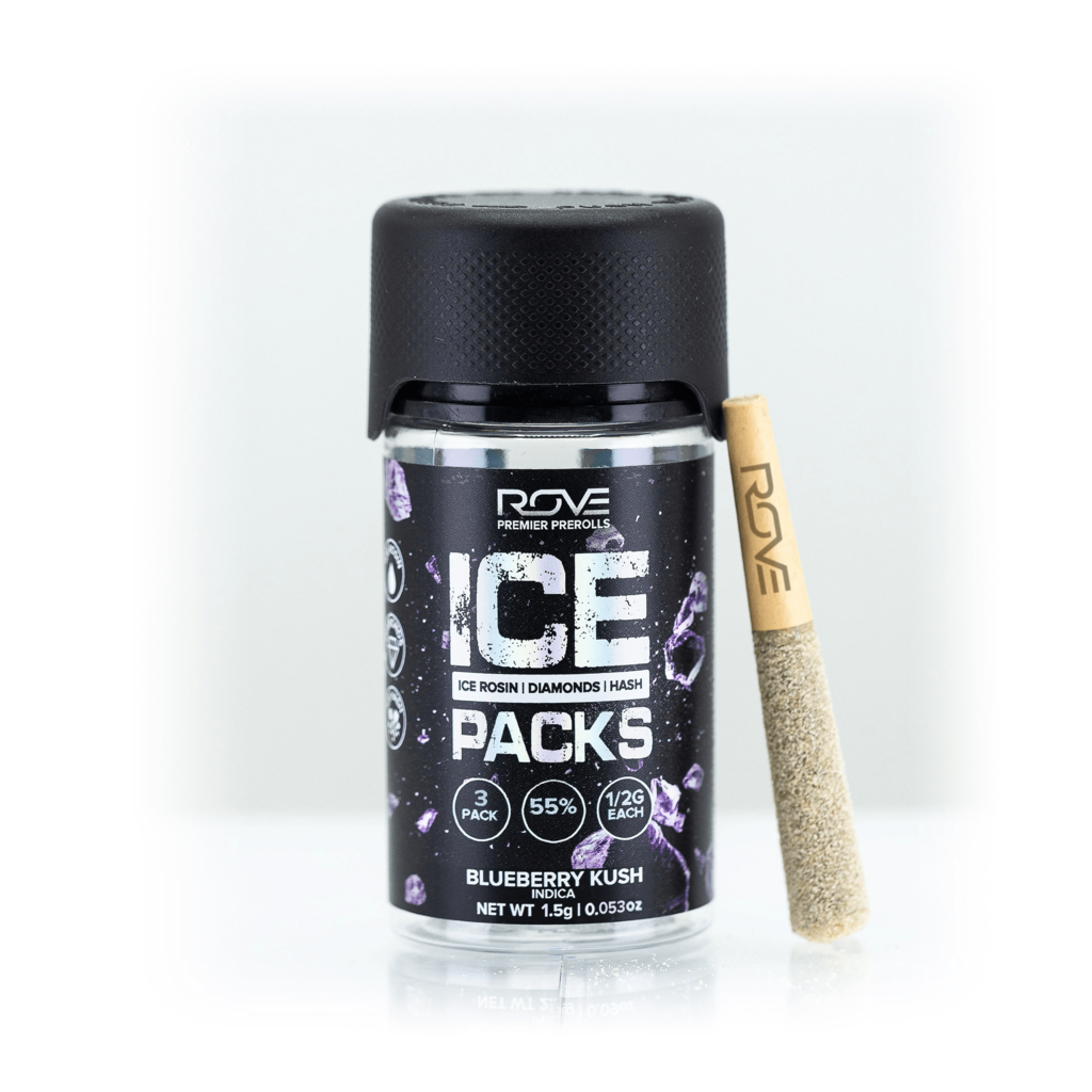 Rove Ice Packs Blueberry Kush Infused Pre-Roll Multi-Pack, 1.5g, 3pk