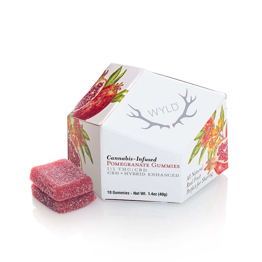 Wyld Pomegranate 1:1 CBD:THC Gummy Candy Edible, 100mg, 10pk