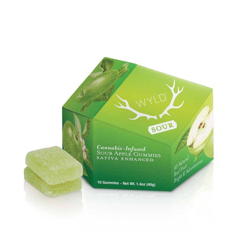 Wyld Sour Apple Gummy Candy Edible, 100mg, 10pk