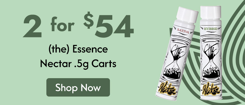 Cannabis Promo, Cannabis Sales, Cannabis Discounts, Cannabis on Sale, $54 for 2 (the) Essence Nectar .5g Carts