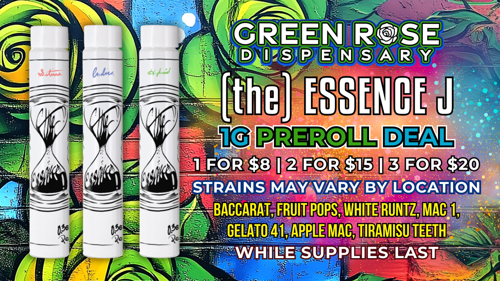 Cannabis Promo, Cannabis Sales, Cannabis Discounts, Cannabis on Sale, (the) Essence J 1G Pre-Rolls 2 FOR $15 and 3 FOR $20!