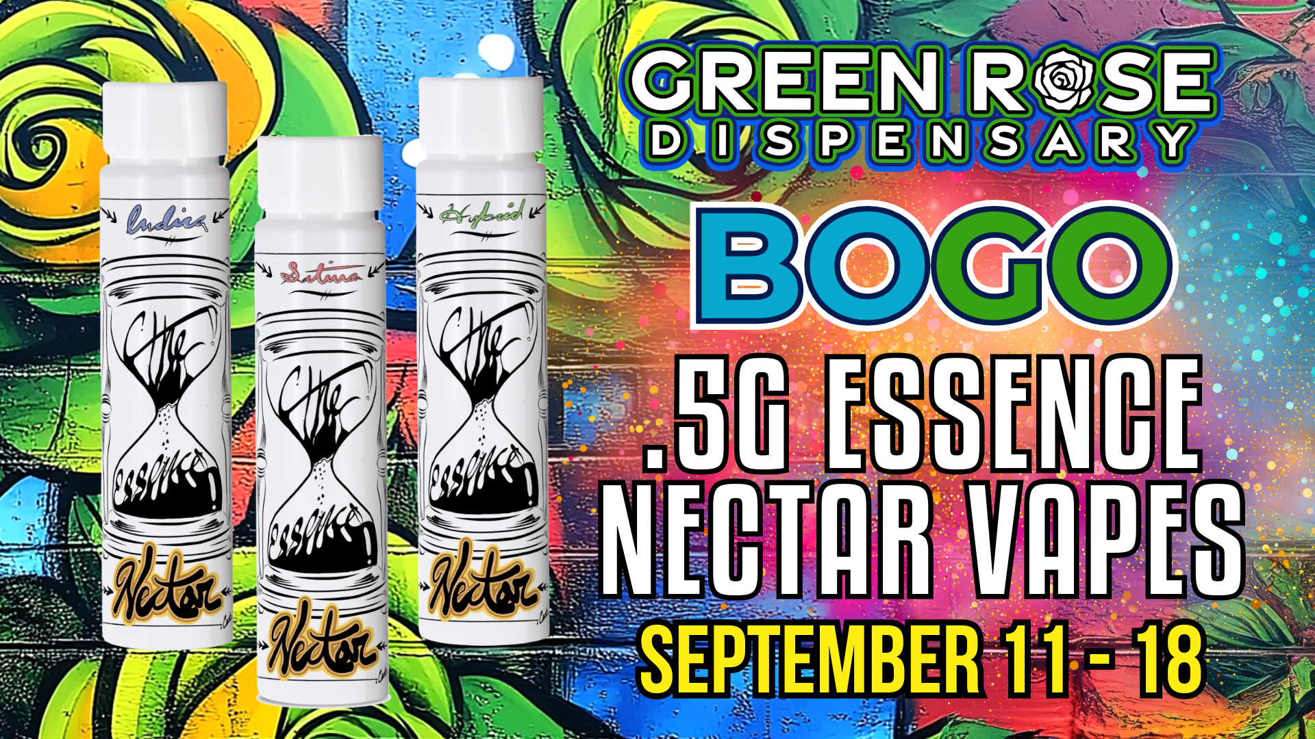 Cannabis Promo, Cannabis Sales, Cannabis Discounts, Cannabis on Sale, (the) Essence Nectar .5G Vape BOGO!