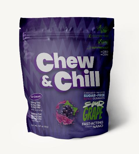 Buy Chew & Chill Edible Sour Grape (2:1:1 THC:CBN:CBD) 100 mg image