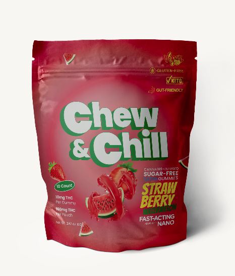 Buy Chew & Chill Edible Strawberry Watermelon (2:1 THC:CBG) 100 mg image