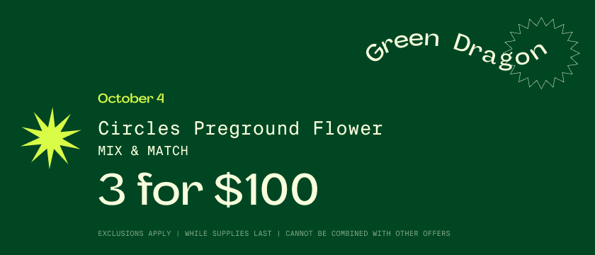 Cannabis Promo, Cannabis Sales, Cannabis Discounts, Cannabis on Sale, SEP 28 ONLY: 3 X Circles Pre-Ground for $100