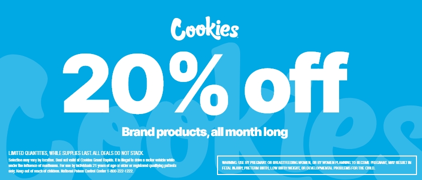 Cannabis Promo, Cannabis Sales, Cannabis Discounts, Cannabis on Sale, HAPPY NATIONAL COOKIES MONTH! 20% OFF COOKIES PRODUCTS!