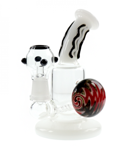 5" Incline Perc Mini White Glass Water Pipe AK Wholesale