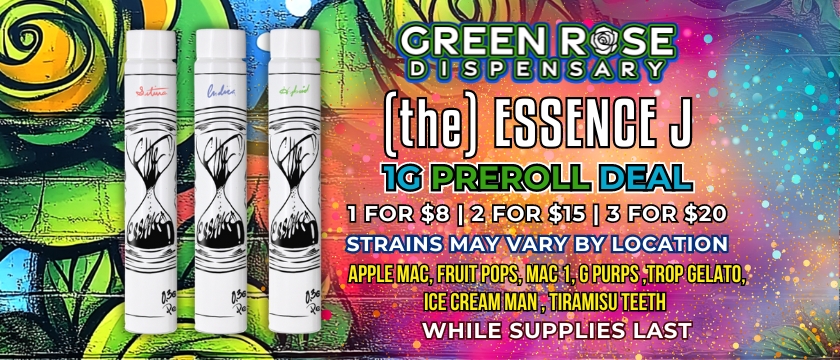 Cannabis Promo, Cannabis Sales, Cannabis Discounts, Cannabis on Sale, (the) Essence J 1G Pre-Rolls 2 FOR $15 and 3 FOR $20!