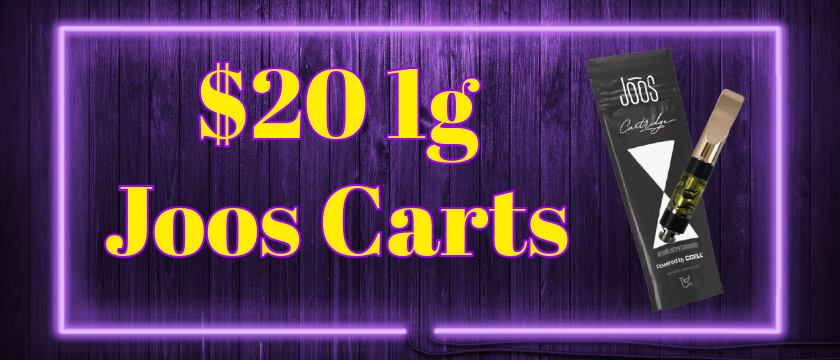 Cannabis Promo, Cannabis Sales, Cannabis Discounts, Cannabis on Sale, $20 1g Joos Cartridges