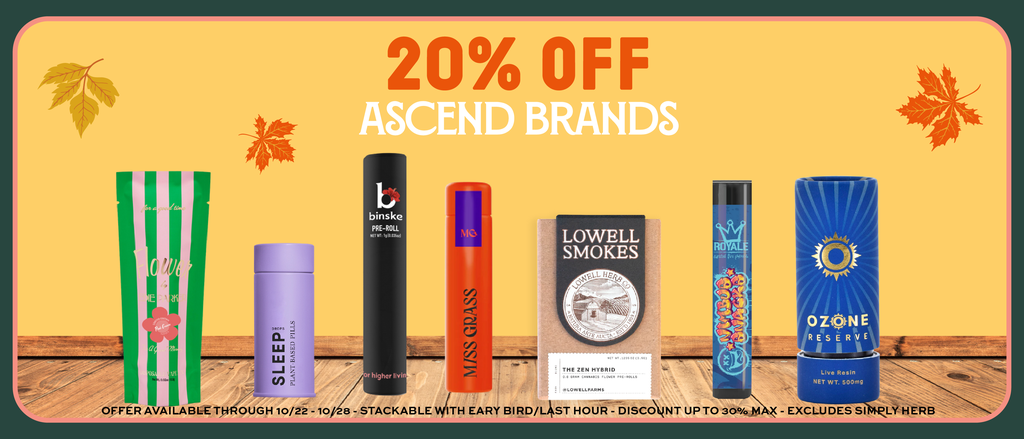 Cannabis Promo, Cannabis Sales, Cannabis Discounts, Cannabis on Sale, Ascend 20% Off!