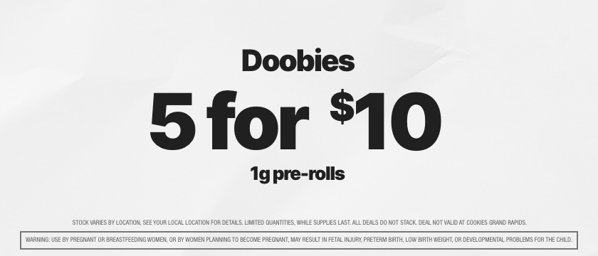 Cannabis Promo, Cannabis Sales, Cannabis Discounts, Cannabis on Sale, 5 FOR $10 DOOBIES 1G PRE-ROLLS