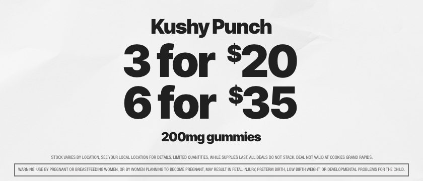 Cannabis Promo, Cannabis Sales, Cannabis Discounts, Cannabis on Sale, 3 FOR $20 OR 6 FOR $35 KUSHY PUNCH 200MG GUMMIES