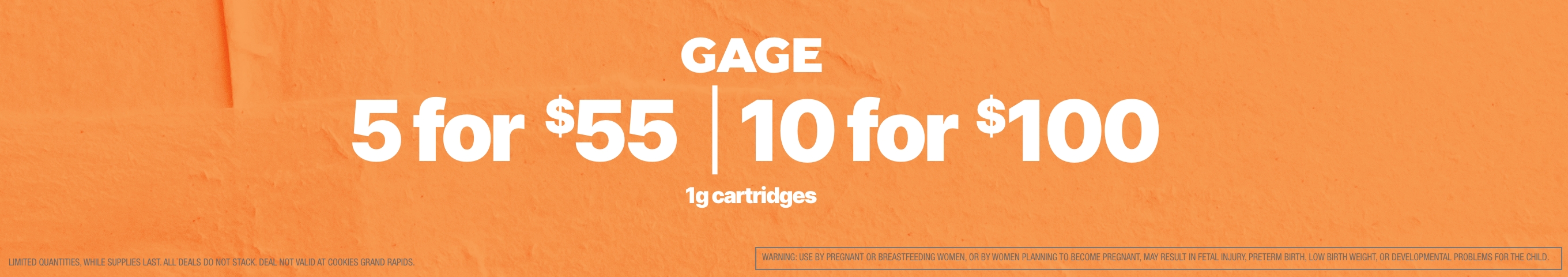 Cannabis Promo, Cannabis Sales, Cannabis Discounts, Cannabis on Sale, GAGE 1G CARTRIDGES - 5 FOR $55 OR 10 FOR $100