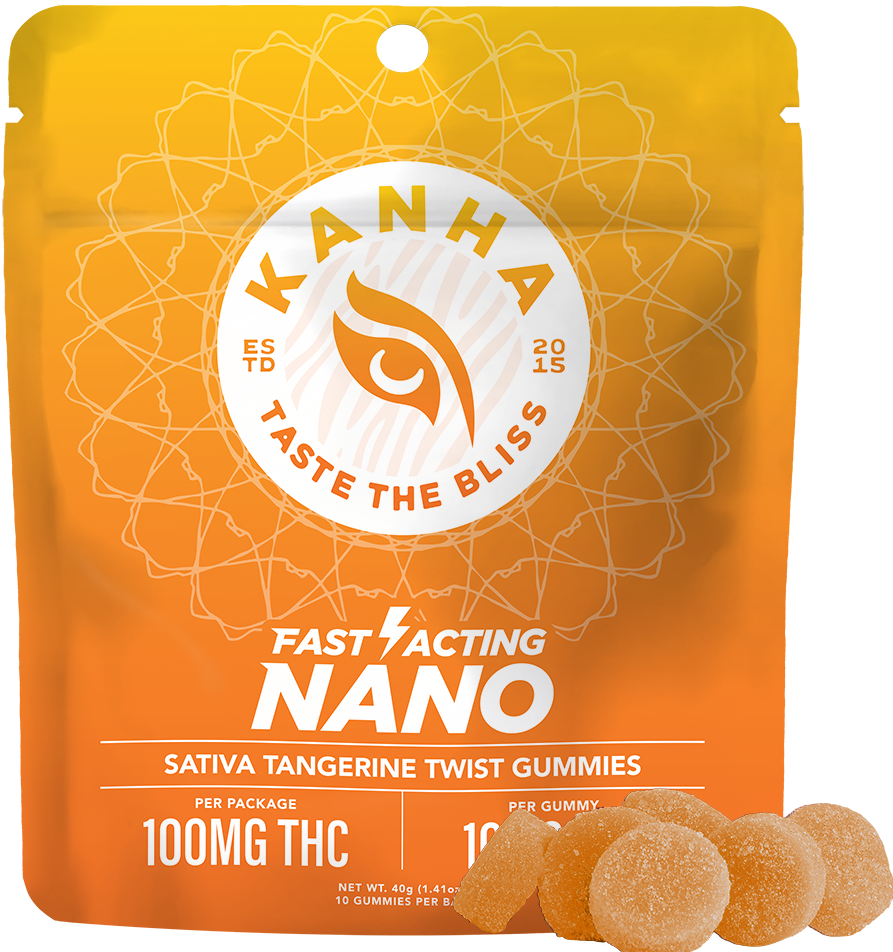 KANHA Tangerine Twist Fast Acting NANO Tech Gummies 100mg 10pk
