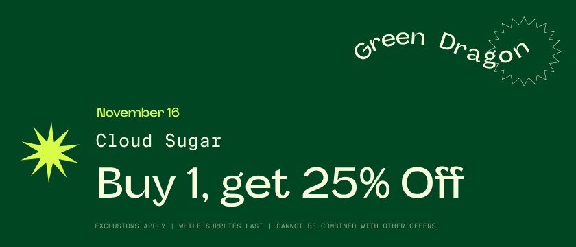 Cannabis Promo, Cannabis Sales, Cannabis Discounts, Cannabis on Sale, NOV 16 ONLY: Buy Any Cloud Sugar Product &  Get 25% Off