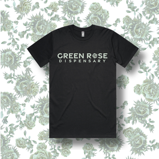 Black Tees w/1c Font Green Rose
