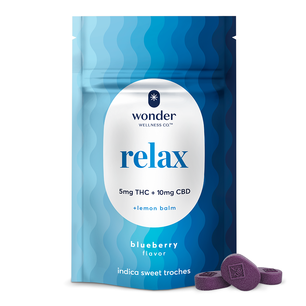 * Wonder Wellness Co.™ Relax 1:2 Blueberry Troches Distillate Sweet Troches, 100mg, 20pk
