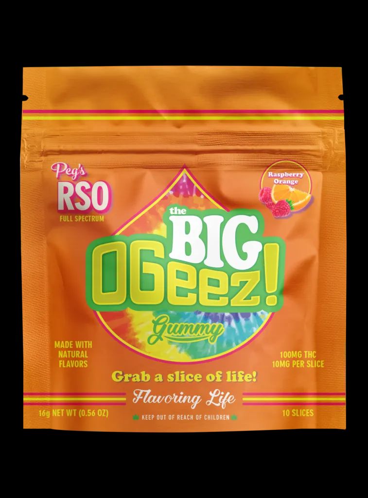 OGeez RSO BIG Raspberry Orange Gummy Candy Edible, 100mg, 1pk
