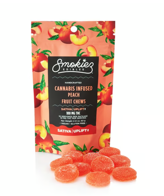 Smokiez Sweet Peach Gummy Candy Edible, 100mg, 10pk