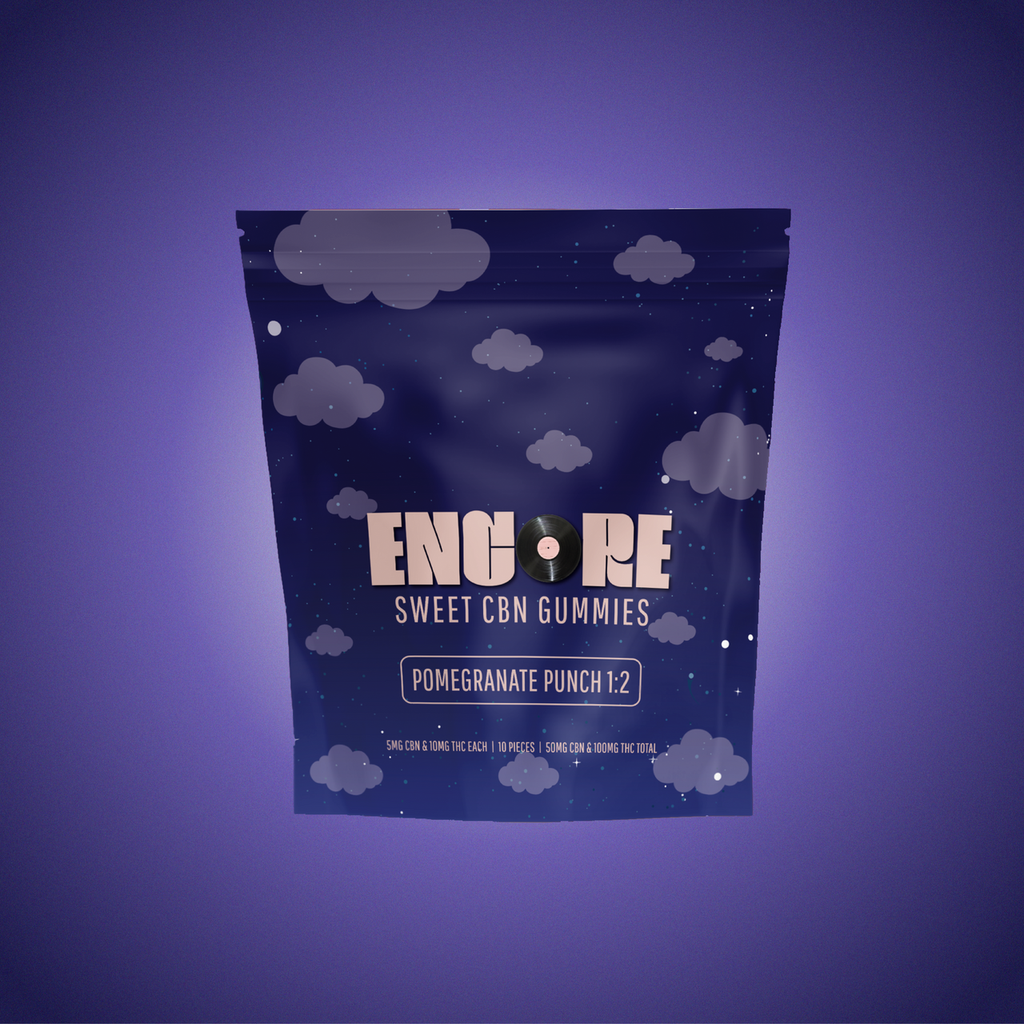 Encore Pomegranate Punch 1:2 CBN:THC Gummy Candy Edible, 100mg, 10pk