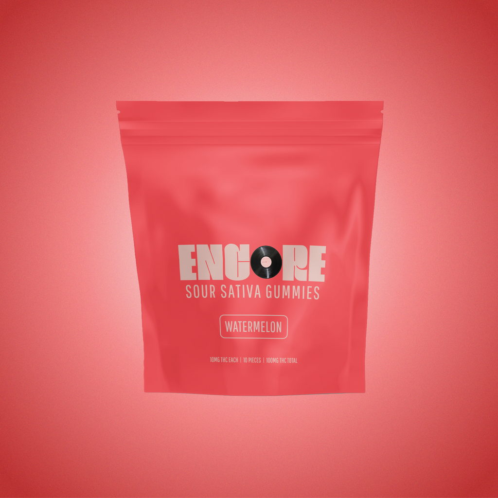 Encore Sour Watermelon Gummy Candy Edible, 100mg, 10pk