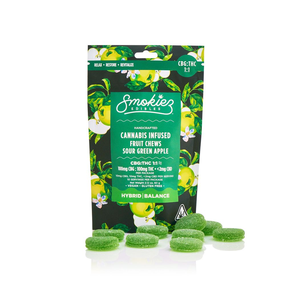 Sour Green Apple 1:1 CBG Fruit Chews